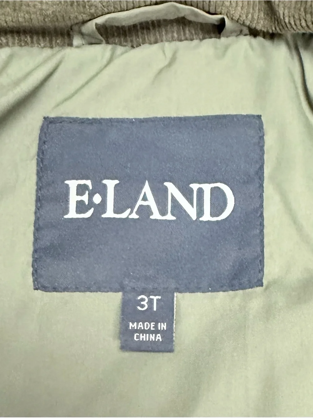 Eland Kids Quilted Barn Jacket 3T Toddler Boy Olive Green Corduroy Fall Winter